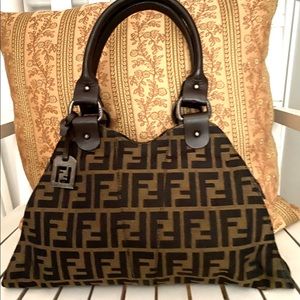 Authentic FENDI Zucca Trapeze Shoulder Bag